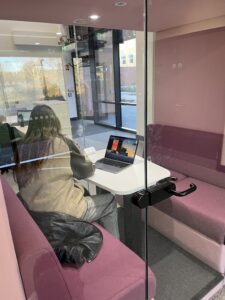 Cadbury student working in a study booth